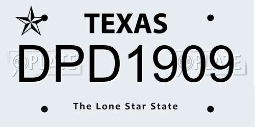 DPD1909 Texas License Plate
