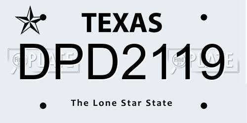 DPD2119 Texas License Plate