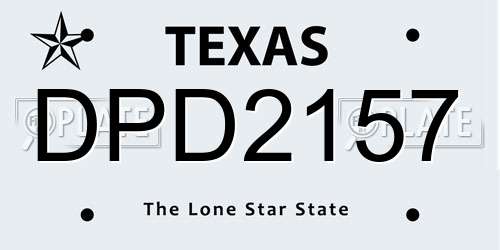 DPD2157 Texas License Plate