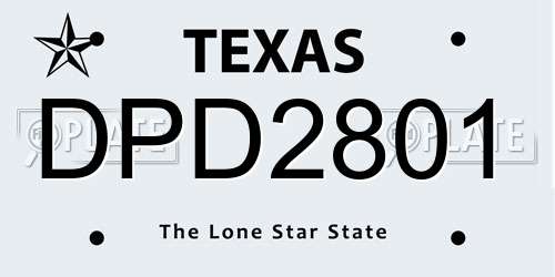 DPD2801 Texas License Plate