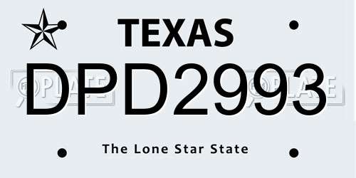 DPD2993 Texas License Plate