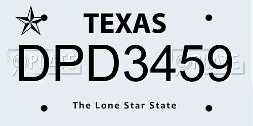 DPD3459 Texas License Plate