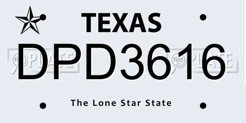 DPD3616 Texas License Plate