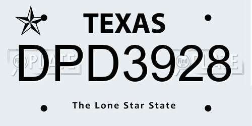DPD3928 Texas License Plate