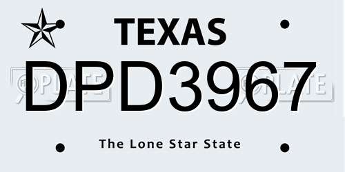 DPD3967 Texas License Plate