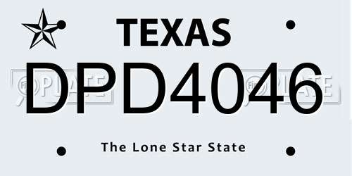 DPD4046 Texas License Plate