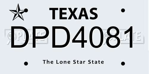DPD4081 Texas License Plate