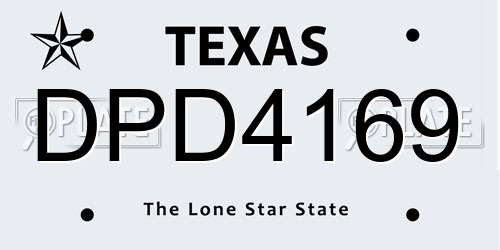 DPD4169 Texas License Plate