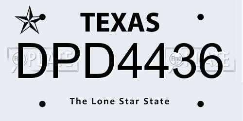 DPD4436 Texas License Plate