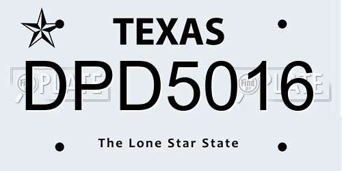 DPD5016 Texas License Plate