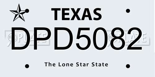 DPD5082 Texas License Plate
