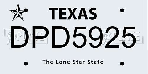 DPD5925 Texas License Plate