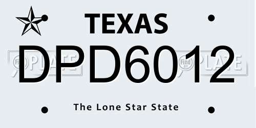 DPD6012 Texas License Plate