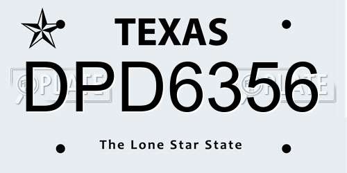 DPD6356 Texas License Plate