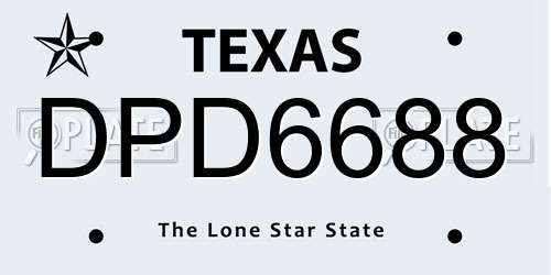 DPD6688 Texas License Plate