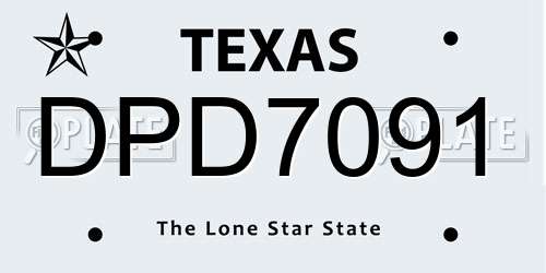 DPD7091 Texas License Plate