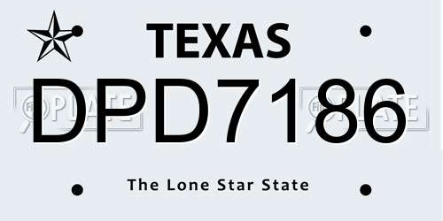 DPD7186 Texas License Plate
