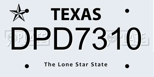 DPD7310 Texas License Plate