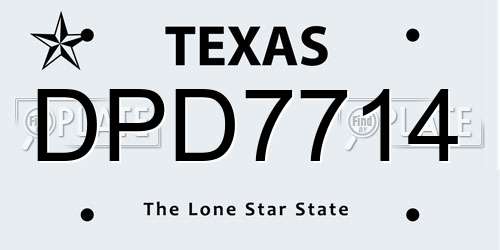 DPD7714 Texas License Plate