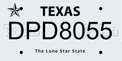 DPD8055 Texas License Plate