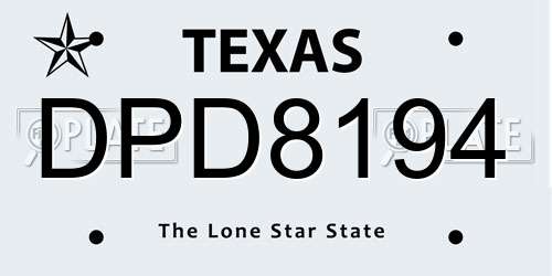 DPD8194 Texas License Plate