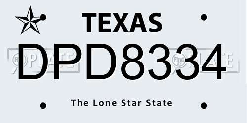 DPD8334 Texas License Plate