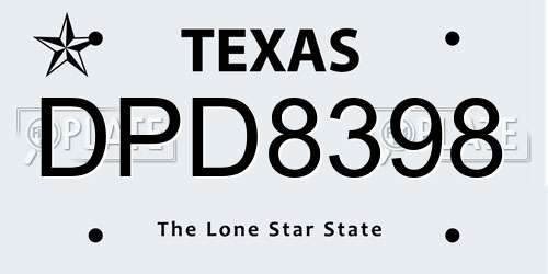 DPD8398 Texas License Plate
