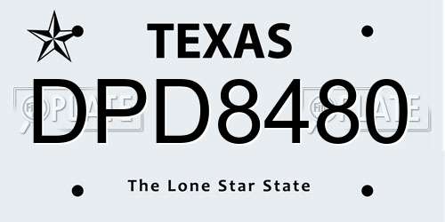 DPD8480 Texas License Plate