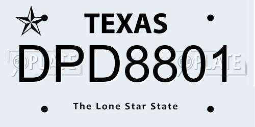DPD8801 Texas License Plate
