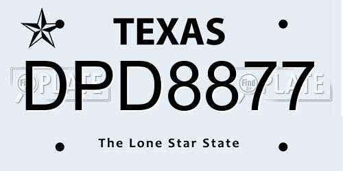 DPD8877 Texas License Plate