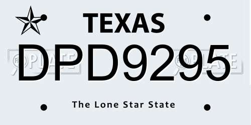 DPD9295 Texas License Plate