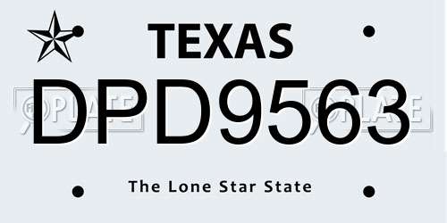 DPD9563 Texas License Plate