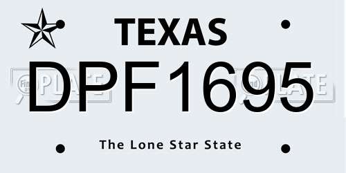 DPF1695 Texas License Plate