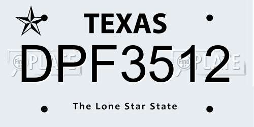DPF3512 Texas License Plate