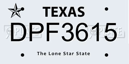 DPF3615 Texas License Plate