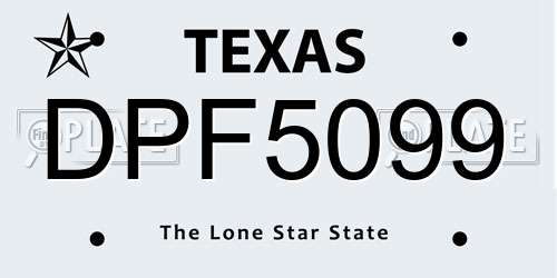 DPF5099 Texas License Plate