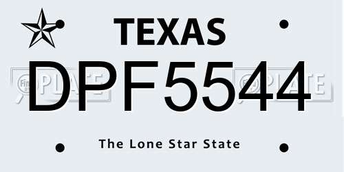 DPF5544 Texas License Plate