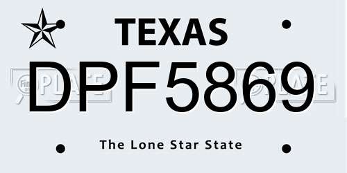 DPF5869 Texas License Plate