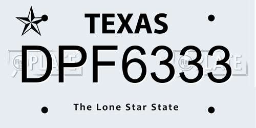 DPF6333 Texas License Plate