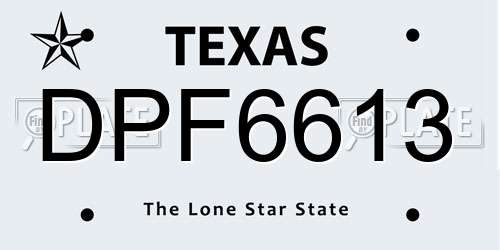 DPF6613 Texas License Plate