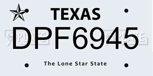 DPF6945 Texas License Plate