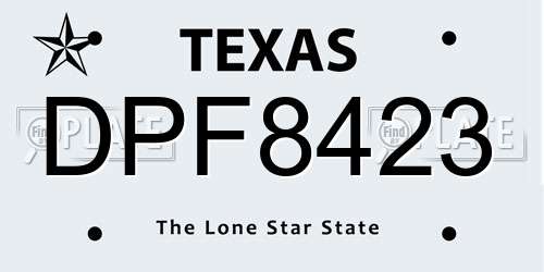 DPF8423 Texas License Plate