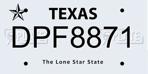 DPF8871 Texas License Plate