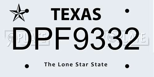 DPF9332 Texas License Plate