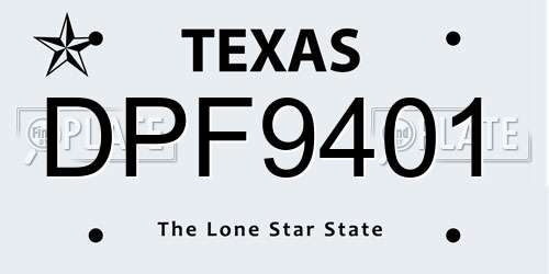 DPF9401 Texas License Plate
