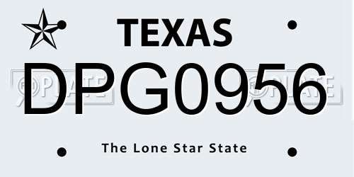 DPG0956 Texas License Plate