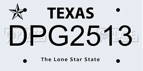 DPG2513 Texas License Plate