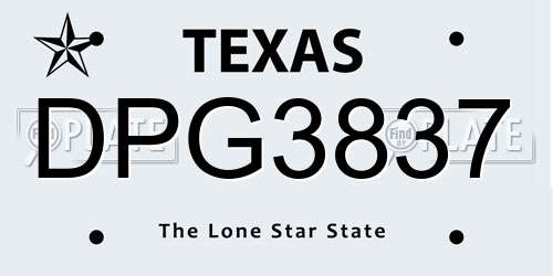 DPG3837 Texas License Plate