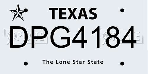 DPG4184 Texas License Plate