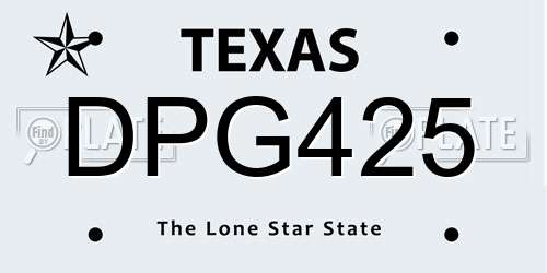 DPG425 Texas License Plate